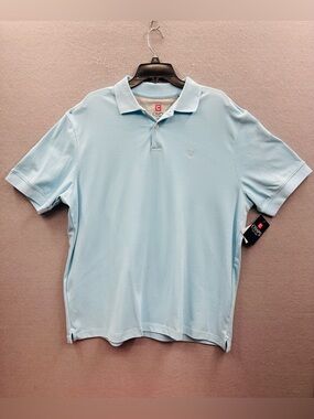 Chaps Polo Golf Shirt Men's XL   Crystal Blue Solid Color Everyday Performance